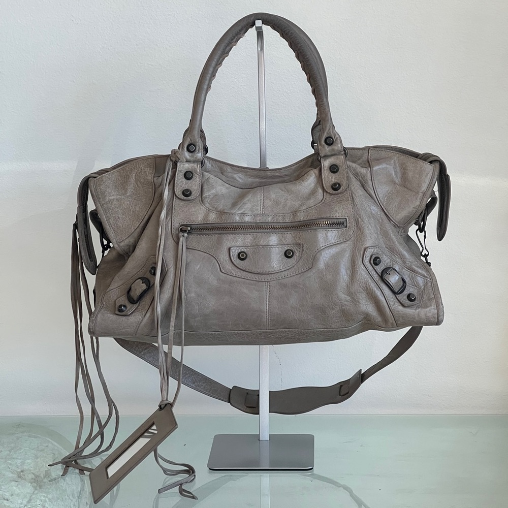 Balenciaga City Bag Light Grey Lambskin Leather – Vintage Designer Tote